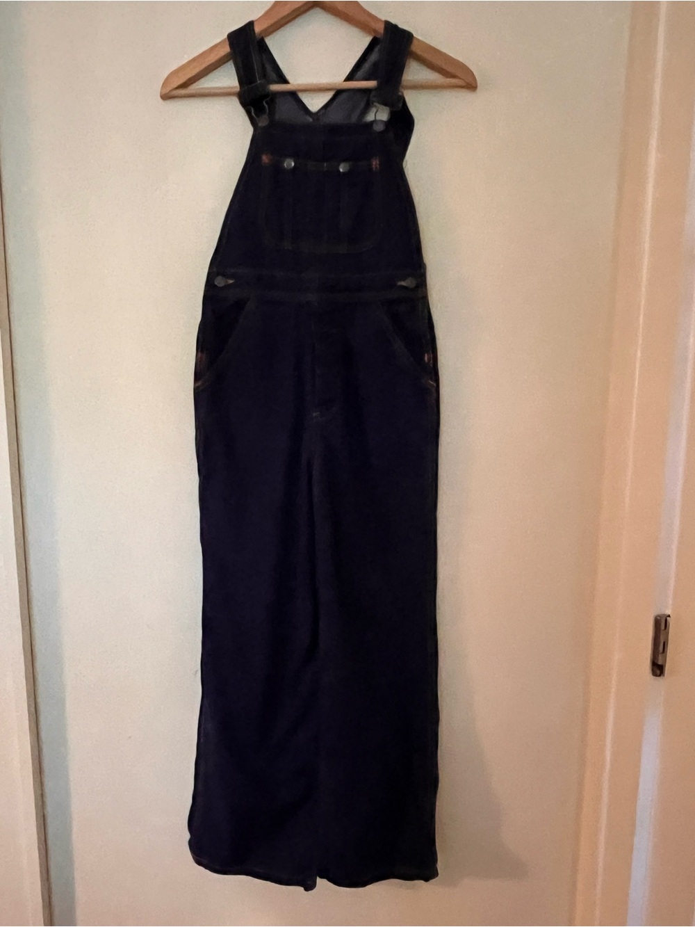 Vintage 70s 100% Cotton Denim Dark Blue Overalls Hong Kong XS/S - Picture 10 of 11
